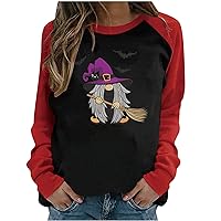 Halloween Sweatshirts Women I'LL BE GNOME FOR HALLOWEEN Print Pullover Long Sleeves Crewneck Pattern Clothing