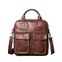 Retro Leather Men's Handbag Cowhide Vertical Single Shoulder Messenger Bag Postman Briefcase Computer Bag