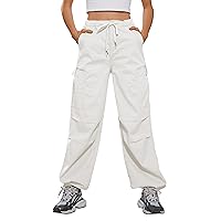 IVIR Cargo Pants Women Parachute Pants for Women Baggy High Waisted Pants with 6 Pockets Y2K Streetwear Joggers Trousers