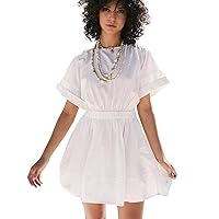 Spring Dress for Women 2024 Trendy Casual A Line Mini Dresses Short Cuffed Sleeve Beach Vacation Sun Dress