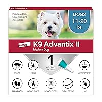 II Medium Dog Vet-Recommended Flea, Tick & Mosquito Treatment & Prevention | Dogs 11-20 lbs. | 1-Mo Supply