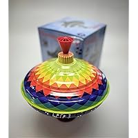 Classic Choral Multicolor Spinning Tin Top Toy from KsmToys The Funny Buzzing Multitaonal Hum Gets Louder As The Top Spins Faster, 9x9x9 Ages 18 m+