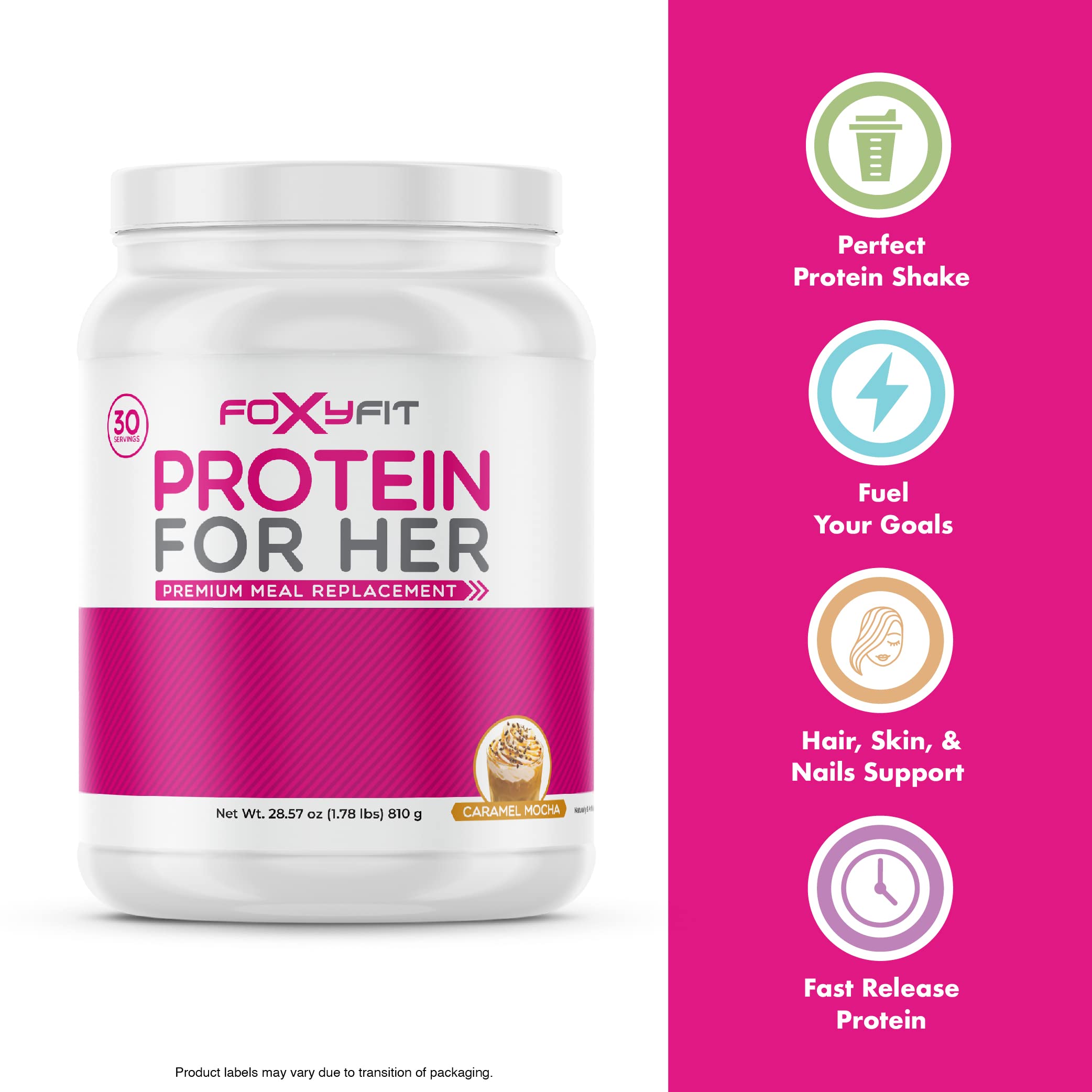 FoxyFit Protein for Her, Double Chocolate Whey Protein Powder with CLA and Biotin for a Healthy Glow (1.91 lbs)