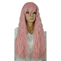 Girl Lady New Rhapsody Long Light Pink Curl Wavy Fluffy Cosplay wig