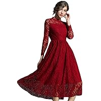 Women's Dresses Daily Work Vintage Street Chic A Line Lace Floral Formal Cocktail Party Wine Red Midi Swing Dress