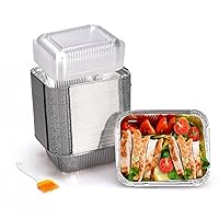 Moretoes 60 Pack Aluminum Pans with Lids, 5x4 1LB Aluminum Pans Disposable, to Go Containers with Strong Seal for Catering, Meal Prep, Baking