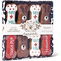 Thoughtfully Pets, Get Well Dog Cookies Gift Set, Crunchy Dog Treats Includes Colorfully Hand Decorated Get Well Themed Dog Biscuits to Brighten Their Day, Pack of 8