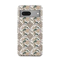 BURGA Phone Case Compatible with Google Pixel 7 - Hybrid 2-Layer Hard Shell + Silicone Protective Case -Vintage Flower Pattern Woman Boho Bohemian Mosaic - Scratch-Resistant Shockproof Cover