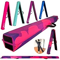 8 FT / 9 FT Folding Balance Beam Gymnastics Floor Beam - Extra Firm - Suede Cover - Anti Slip Bottom with Carry Bag for Kids/Adults Home