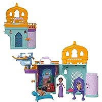 Mattel Disney Princess Jasmine Doll House Stackable Castle with Small Jasmine Doll, 2 Character Friends & 7 Accessories