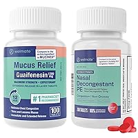 WELMATE Respiratory Relief Bundle: Maximum Strength Guaifenesin 1200 Mg Mucus Relief (100 Bi-Layer Tablets) + Phenylephrine HCl 10 mg Nasal Decongestant PE (200 Tablets) Sinus, Cold & Allergy Support