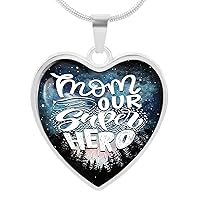 Mom Our Super Hero Love Heart Pendant Necklace Exquisite Thanksgiving Day Christmas Birthday to Mother