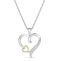 NATALIA DRAKE Genuine Diamond Open Heart Necklace for Women in 10K Yellow Gold and Rhodium Plated 925 Sterling Silver