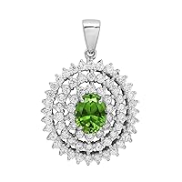 Multi Choice Oval Shape Gemstone 925 Sterling Silver Solitaire Accents Cluster Pendant Jewelry