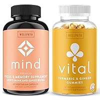 Vital Turmeric Gummies + Ginger - Joint Support Curcumin Supplement and Mind Brain Supplement with Lion's Mane - Natural Formula to Boost Focus & Memory with Ginkgo Biloba, 60Ct