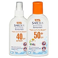 Double pack Safe Sea Anti-jellyfish Sting Protective Lotion- SPF40 Spray and SPF50 for kids- Hypoallergenic Jellyfish & Sea Lice Sunscreen for Safer Sea (4oz Bottle, 2 Pack)