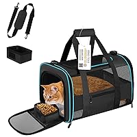 Cat Carrier Pet Carrier Airline Approved for Small Dogs Cats Puppies Collapsible Soft Sided Dog Travel Carrier Bag with Reflective Strip, Black
