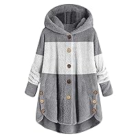 Winter Coats for Women Plus Size Thicken Warm Sherpa Jacket Casual Button Dowm Tops Fashion Clothes Fleece Hoodie Outerwear