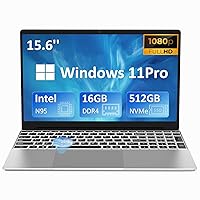 Laptop Computer with 16GB DDR4 RAM & 512GB M.2 PCIe NVMe SSD, Intel N95 Up to 2-3.4 GHz, 15.6