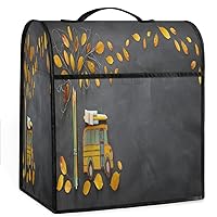 Tree Sketch with Autumn Dry Leaves Coffee Maker Dust Cover Mixer Cover with Pockets and Top Handle Toaster Covers Bread Machine Covers for Kitchen Cafe Bar Home Decor