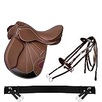 Manaal Enterprises Classic Quality Handmade Leather All Purpose English Close Contact Jumping Horse Saddle Tack Get Matching Girth Stirrups Straps Size 14