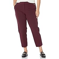 Calvin Klein Women's Plus Size Lux Stretch Straight Leg Belted 2 Button Tab Pant
