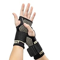 Copper Wrist Compression Sleeves (1 Pair) Breathable and Comfortable Carpal Tunnel Wrist Brace with Velcro for Arthritis, Tendonitis, Sprains, Workout Wrist Support for Women and Men (M)