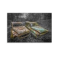 Rusty Truck Art Old Antique Car Picture Printing Old Style Wall Decor Canvas Wall Art Prints for Wall Decor Room Decor Bedroom Decor Gifts 12x18inch(30x45cm) Unframe