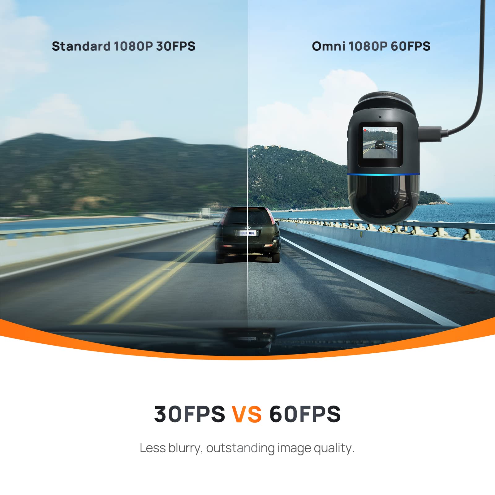 70mai Dash Cam Omni, 360° Rotating, Superior Night Vision,Built-in 128GB eMMC Storage, Time-Lapse Recording, 24H Parking Mode, AI Motion Detection, 1080P Full HD, Built-in GPS, App Control