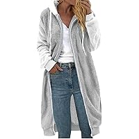 Women's Y2K Jacket Medium Length Solid Color Patchwork Sleeves Double-Sided Plush Pocket Hooded Coat Jacket, S-5XL