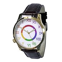 Backwards Watch Rainbow Roman Numerals Glod Case Personalized Watch Men Watch