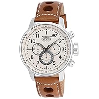 Invicta Men's S1 Rally Stainless Steel Chronograph Watch with Brown Leather Band