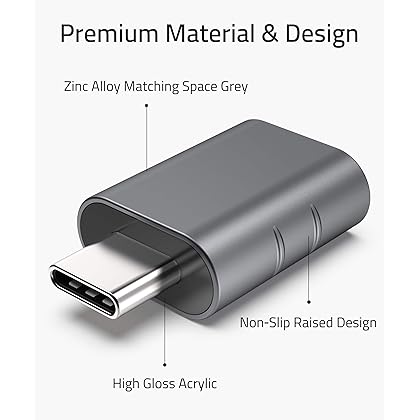 Syntech USB C to USB Adapter Pack of 2 USB C Male to USB3 Female Adapter Compatible with MacBook Pro 2023 iMac iPad Mini 6/Pro MacBook Air 2022 and Other Type C or Thunderbolt 4/3 Devices, Space Grey