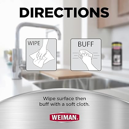 Weiman Stainless Steel Cleaner Kit - Fingerprint Resistant, Removes Residue, Water Marks and Grease from Appliances - Works Great on Refrigerators, Dishwashers, Ovens, and Grills - Packaging May Vary