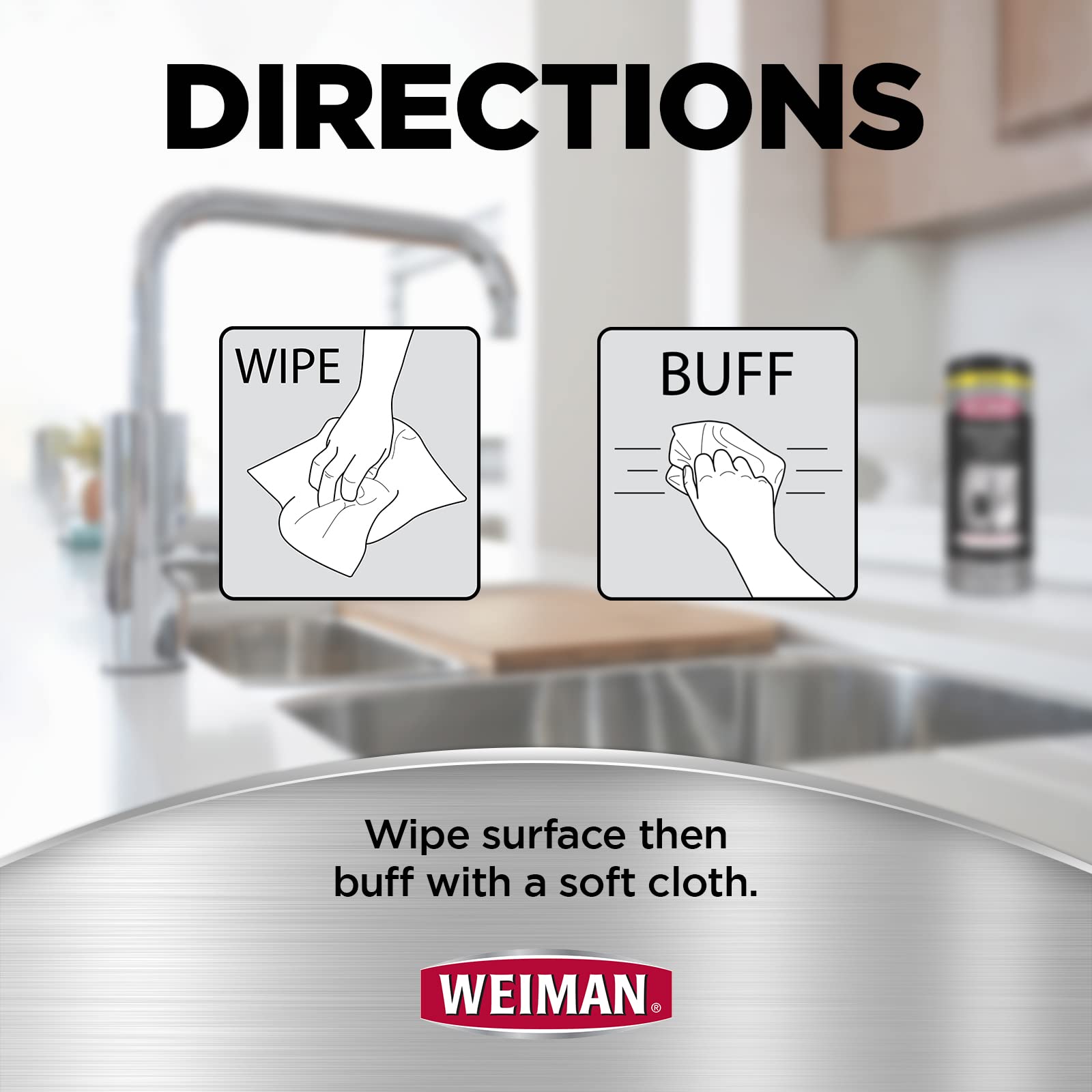 Weiman Stainless Steel Cleaner Kit - Fingerprint Resistant, Removes Residue, Water Marks and Grease from Appliances - Works Great on Refrigerators, Dishwashers, Ovens, and Grills - Packaging May Vary