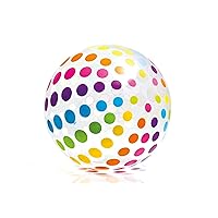 Intex Jumbo Inflatable Glossy Colorful Transparent PVC Giant Beach Ball w/Repair Patch in Polka-Dot or Rainbow Stripes for Ages 3 & Up, Color Varies