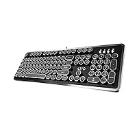 AZIO Retro Typewriter-Inspired Mechanical Keyboard Vintage Design w/Modern Features, Tactile & Clicky Blue Switch, N-Key Rollover, USB, 6ft Braided Cable, US/QWERTY Layout-Windows 10 & Newer