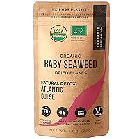 Organic Atlantic Dulse Flakes Young Seaweed Grown in North Atlantic, Vacuum Dried Premium Quality. Soft Texture & Mild Taste. Add 1 tsp to your dish for daily vitamins/minerals. 45 Servings (1 Oz)