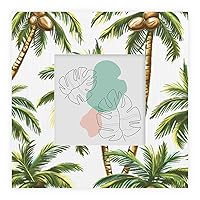 Plant 5x5 Picture Frames by Plexiglass Made of Solid Wood, Display Pictures 11x14 for Table Top and Wall Mounting-1 pack, Coconut Tree Pattern Square Photo Frames