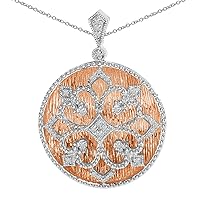 14K Rose Gold & White Gold Round Diamond Fashion Pendant (Chain NOT included)