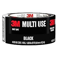 Multi-Use Colored Duct Tape, Black with Strong Adhesive and Water-Resistant Backing, Multi-Surface 3M Duct Tape for Indoor and Outdoor Use, 1.88 Inches x 20 Yards, 1 Roll