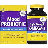 InnovixLabs Mood Probiotic & Triple Omega Bundle Mood Probiotic (60 Capsules) Triple Strength Omega-3 Fish Oil (200 Softgel). Supports Brain, Joints and Immune Health*