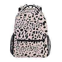 ALAZA Leopard Cheetah Print Pink Backpack Purse with Multiple Pockets Name Card Personalized Travel Laptop School Book Bag, Size M/16.9 in