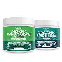Organic Spirulina Powder 8 oz. Plus Organic Barley Grass Juice Powder 5.3 oz.