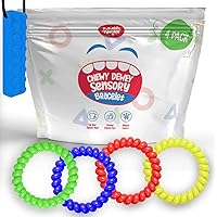 Chew Necklaces Bracelets for Sensory Kids, Sensory Necklaces for Chewing Stretchy Coil Bracelet for Boys Girls Relieve Autism Anxiety ADHD, Oral Chew Toys for Sensory Kids Fidgeting (4 Pack)