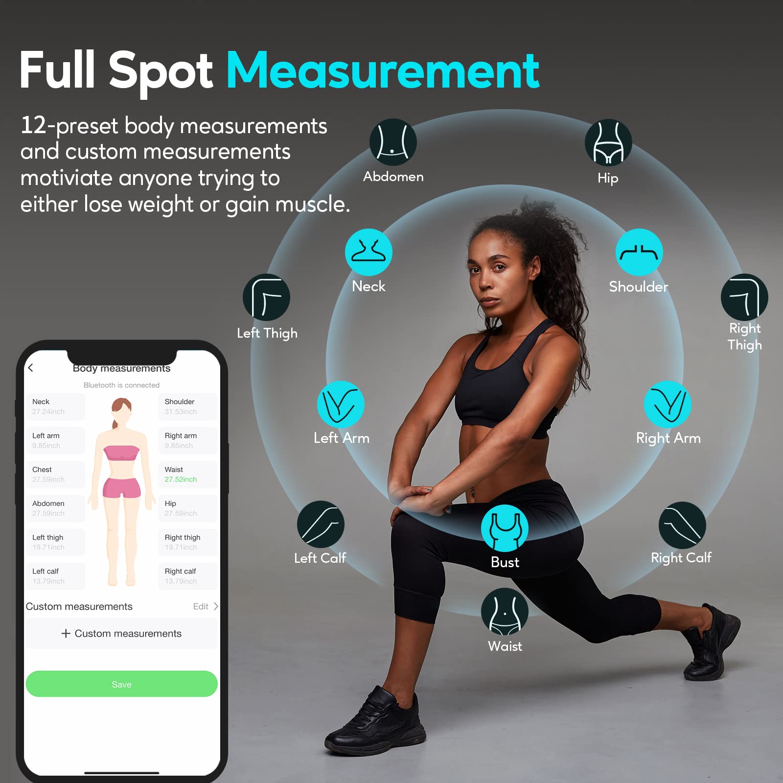 Buy arboleaf Smart Tape Measure Body with App, Bluetooth Measuring Tape for  Body Measurements, Locking Mechanism, Retractable, Body Measuring Tape for  Weight Loss, Measure Circumference Length, 60inch