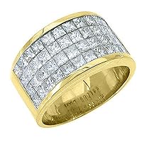 18k White Gold 3.38 Carats Princess Cut Invisible Set Diamond Wedding Band