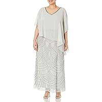 J Kara Women's Caplet V-Neck Mock 2 Piece Beaded Dress