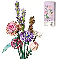 QUIXQIU Mini Bricks Flower Bouquet Building Sets, Artificial Flowers Kit 568 Pieces Botanical Collection, Building Project Gift Idea for Ages 8-12 yrs Old Girl