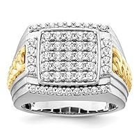 14k Two tone Gold Lab Grown Diamond Mens Ring Measures 6.09mm Thick Size 10.00 Jewelry Gifts for Men